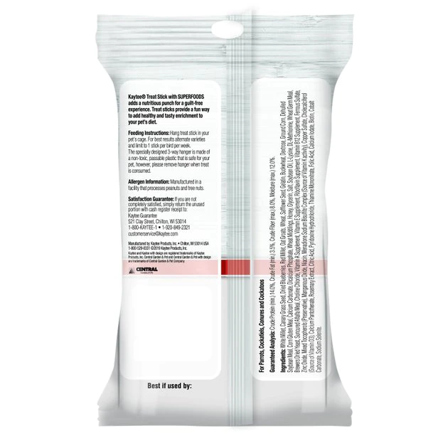 Kaytee Avian Superfood Treat Stick Blueberry Bird Treat, 5.5-oz bag - Image 2