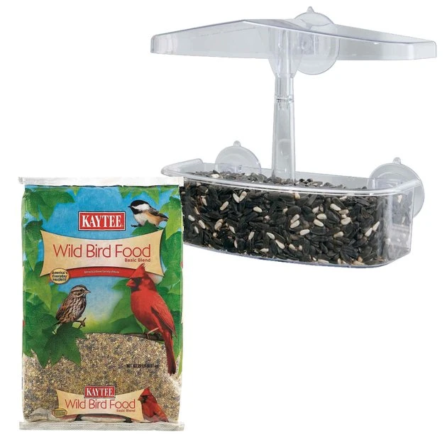 Droll Yankees||Kaytee Droll Yankees Observer Window Bird Feeder, 7-in & Kaytee Basic Blend Wild Bird Food, 20-lb bag