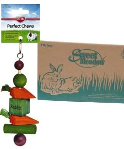 Sweet Meadow Farm||Kaytee Sweet Meadow Farm Timothy Hay Small Pet Food, 9-lb box & Kaytee Perfect Chews Rabbit Toy, 6.5-in