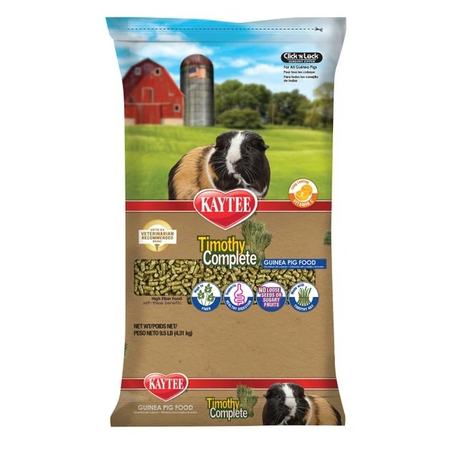 Kaytee Timothy Sensitive Digestion Complete Guinea Pig Food, 9.5-lb bag