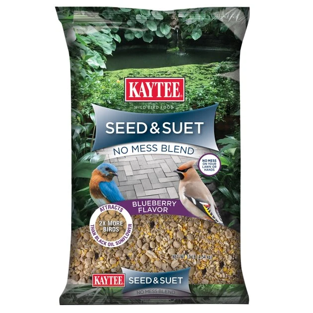 Kaytee Seed & Suet No Mess Blend Blueberry Flavor Wild Bird Food, 10-lb bag