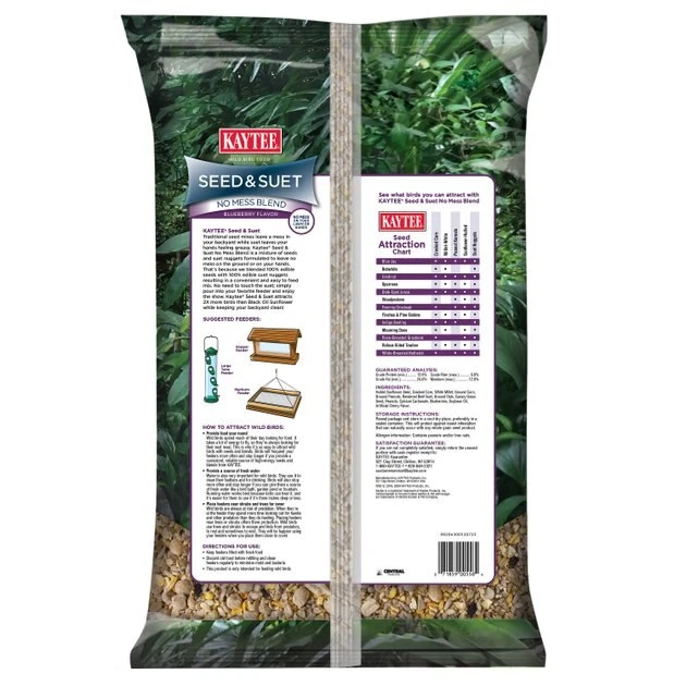 Kaytee Seed & Suet No Mess Blend Blueberry Flavor Wild Bird Food, 10-lb bag - Image 2