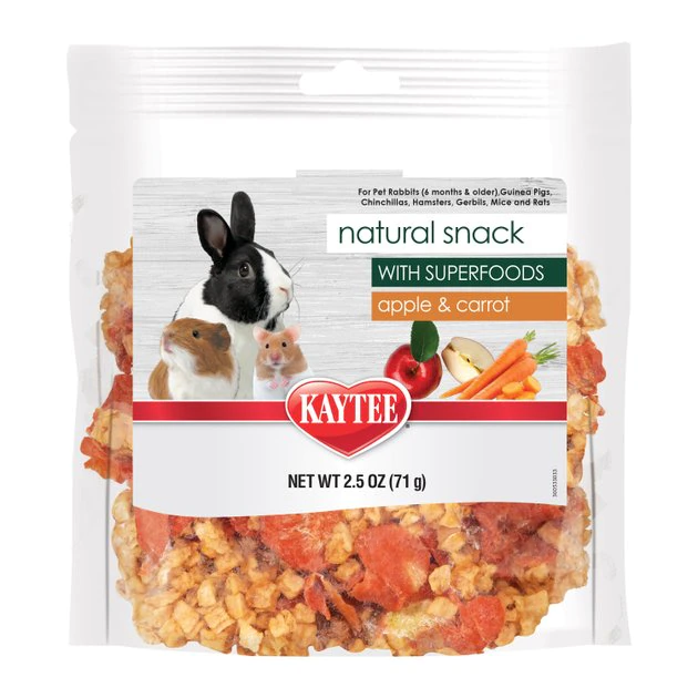Kaytee Natural Snack with Superfoods Carrot & Apple Blend Small Pet Treats, 2.5-oz bag