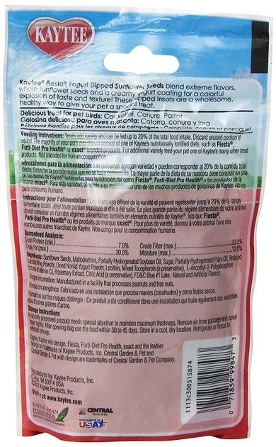 Kaytee Fiesta Blueberry Flavored Yogurt Dipped Sunflower Seeds Bird Treats - Image 2