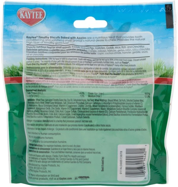 Kaytee Baked Apple Timothy Biscuit Small Animal Treats - Image 2